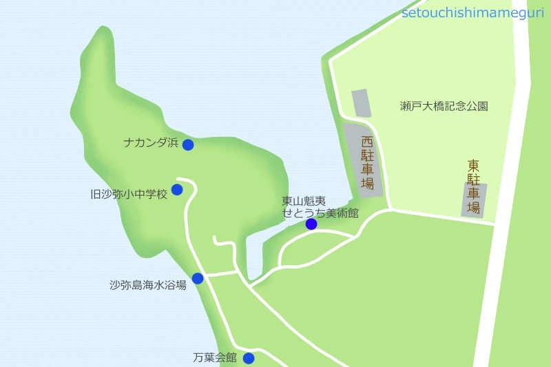 沙弥島の地図(駐車場)